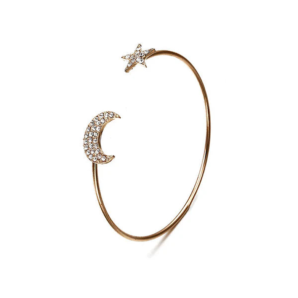 Moon-Star Design Gold Plated American Diamond Bracelet - Pack Of 4