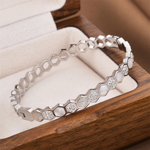 Silver-Plated Anti Tarnish Hexagonal Openable Bracelet