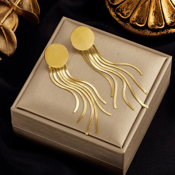 Gold Plated Anti Tarnish Golden Cascade Earrings
