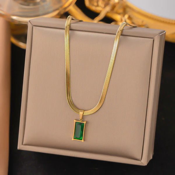 18 K Gold-Plated Anti Tarnish Green (Time Stone) Pendant