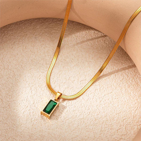 18 K Gold-Plated Anti Tarnish Green (Time Stone) Pendant