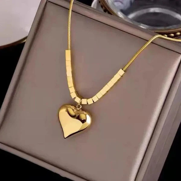 Gold-Plated Anti Tarnish Golden Cubes & Heart Glow Pendant