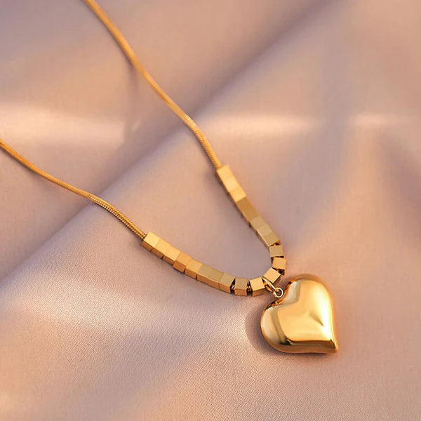 Gold-Plated Anti Tarnish Golden Cubes & Heart Glow Pendant