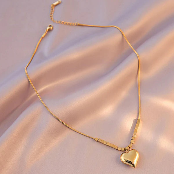 Gold-Plated Anti Tarnish Golden Cubes & Heart Glow Pendant
