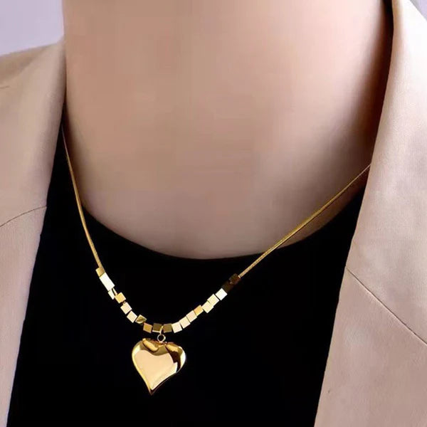 Gold-Plated Anti Tarnish Golden Cubes & Heart Glow Pendant