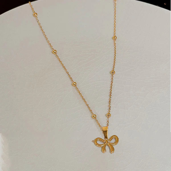 18 K Gold-Plated Anti Tarnish Infinity Bow Pendant