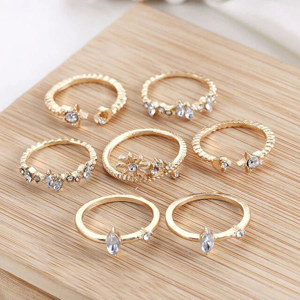 Gold Plated Stackable Galaxy Rings Set of 7