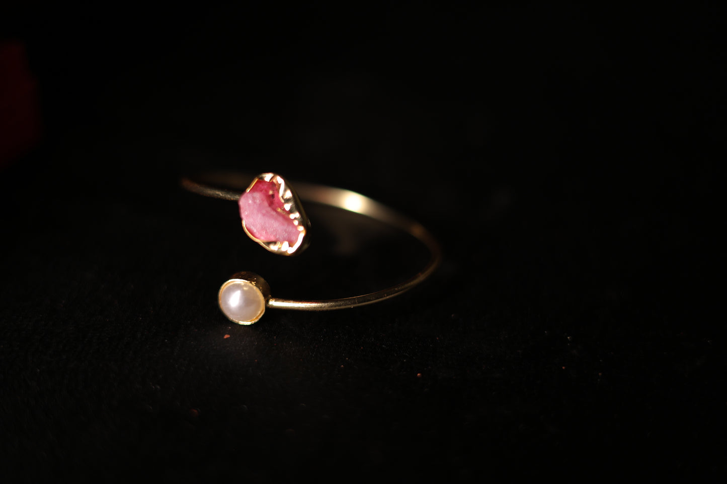 Gold plated cuff bracelet with stone
