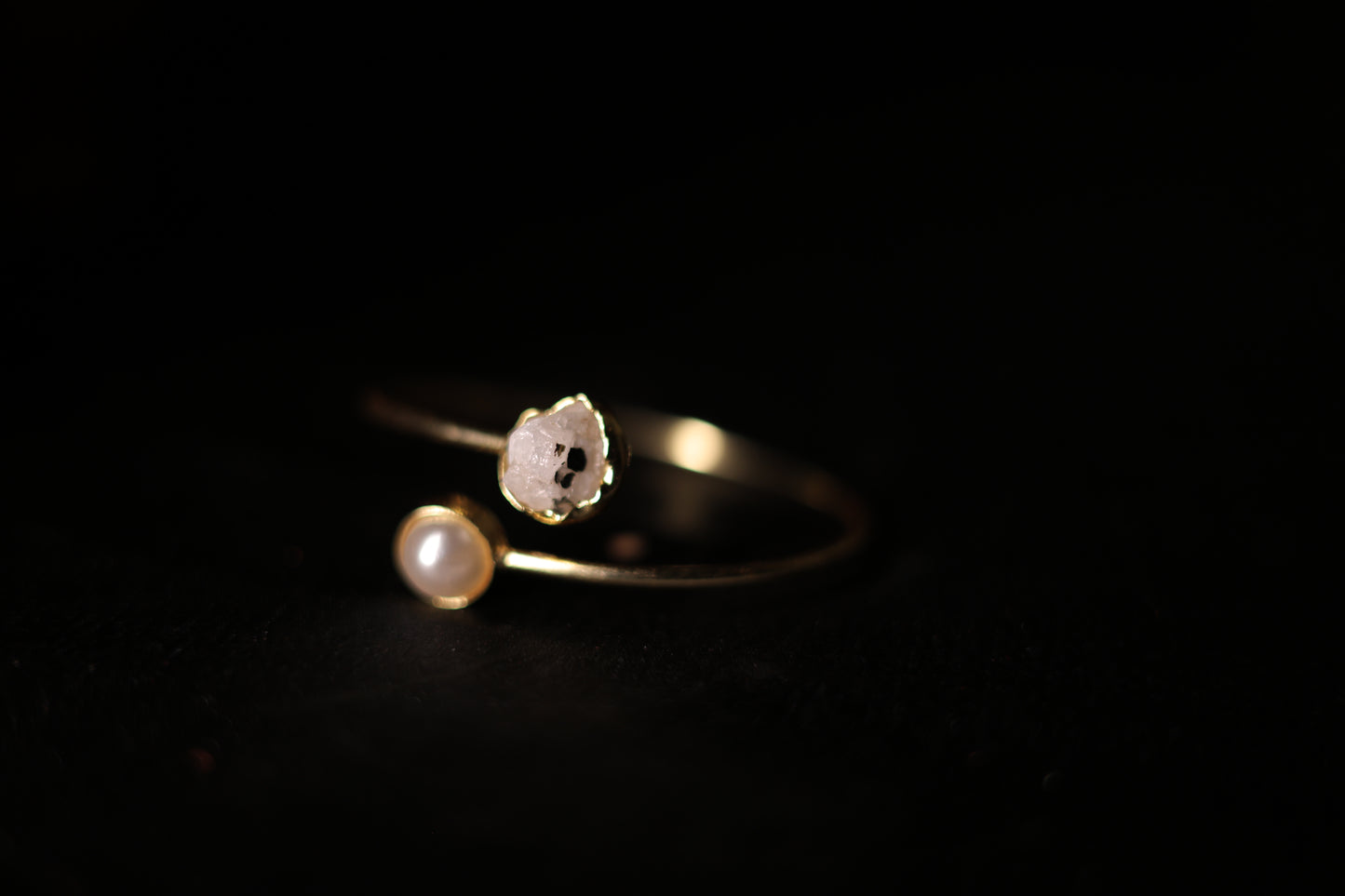 Gold plated cuff bracelet with stone