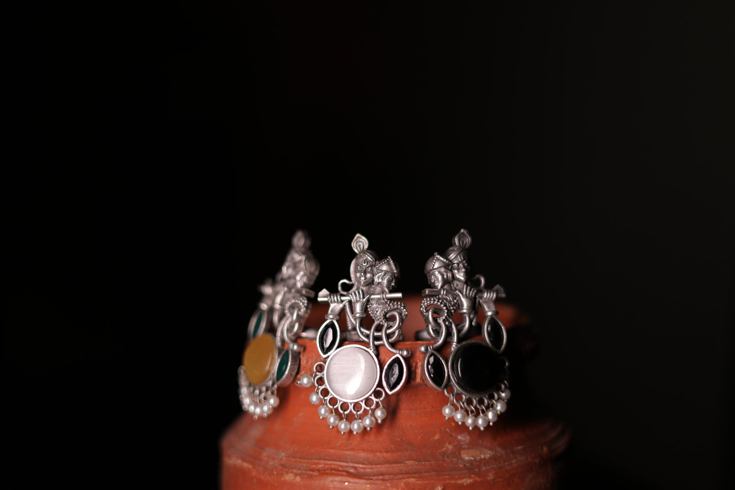 Silver replica Krishna ring