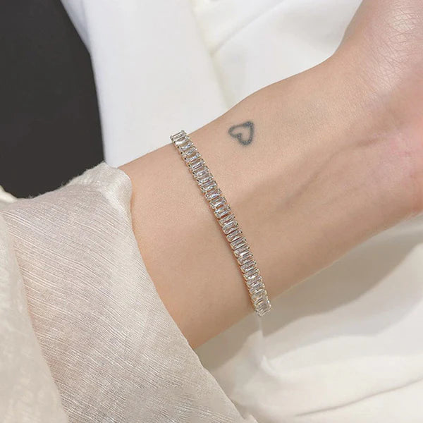 Silver Adjustable Anti Tarnish Tennis Bracelet