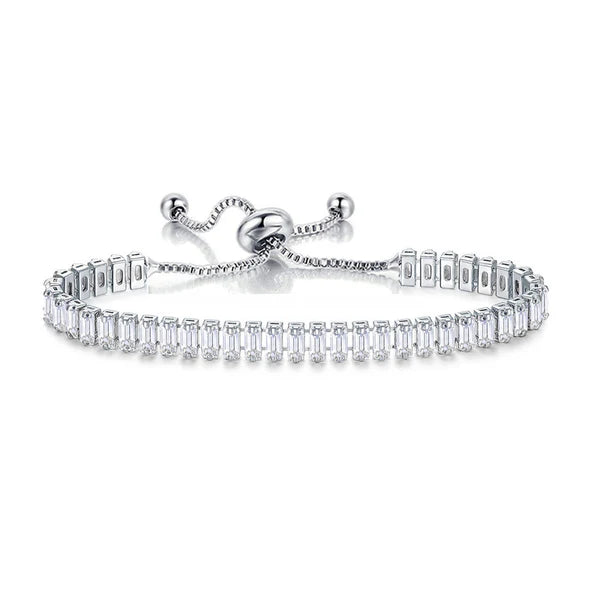 Silver Adjustable Anti Tarnish Tennis Bracelet