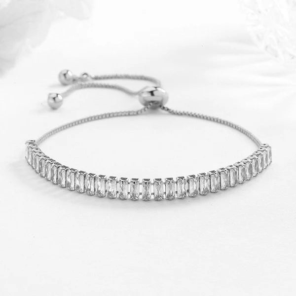 Silver Adjustable Anti Tarnish Tennis Bracelet