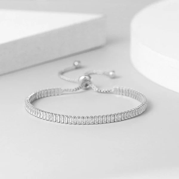Silver Adjustable Anti Tarnish Tennis Bracelet