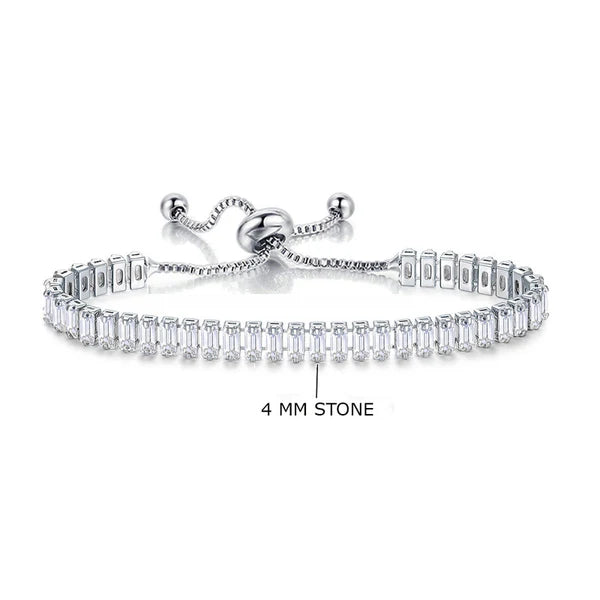 Silver Adjustable Anti Tarnish Tennis Bracelet