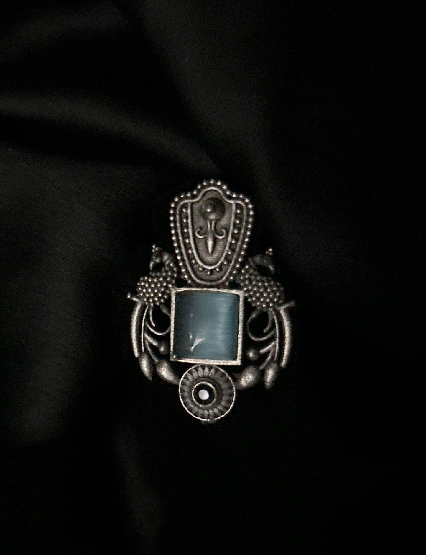 Silver replica kundan ring