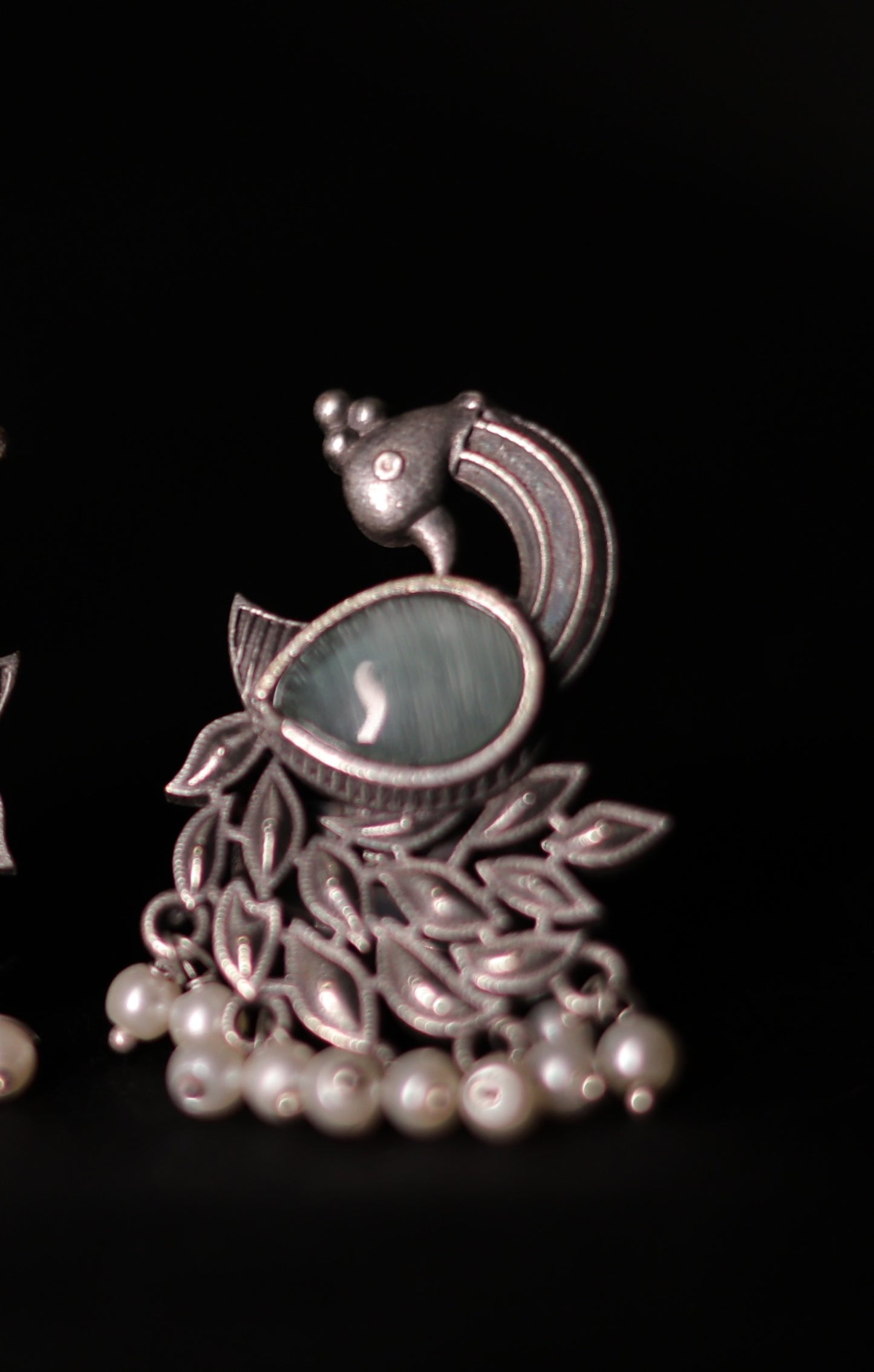 Monalisa Stone Silver Replica peacock ring