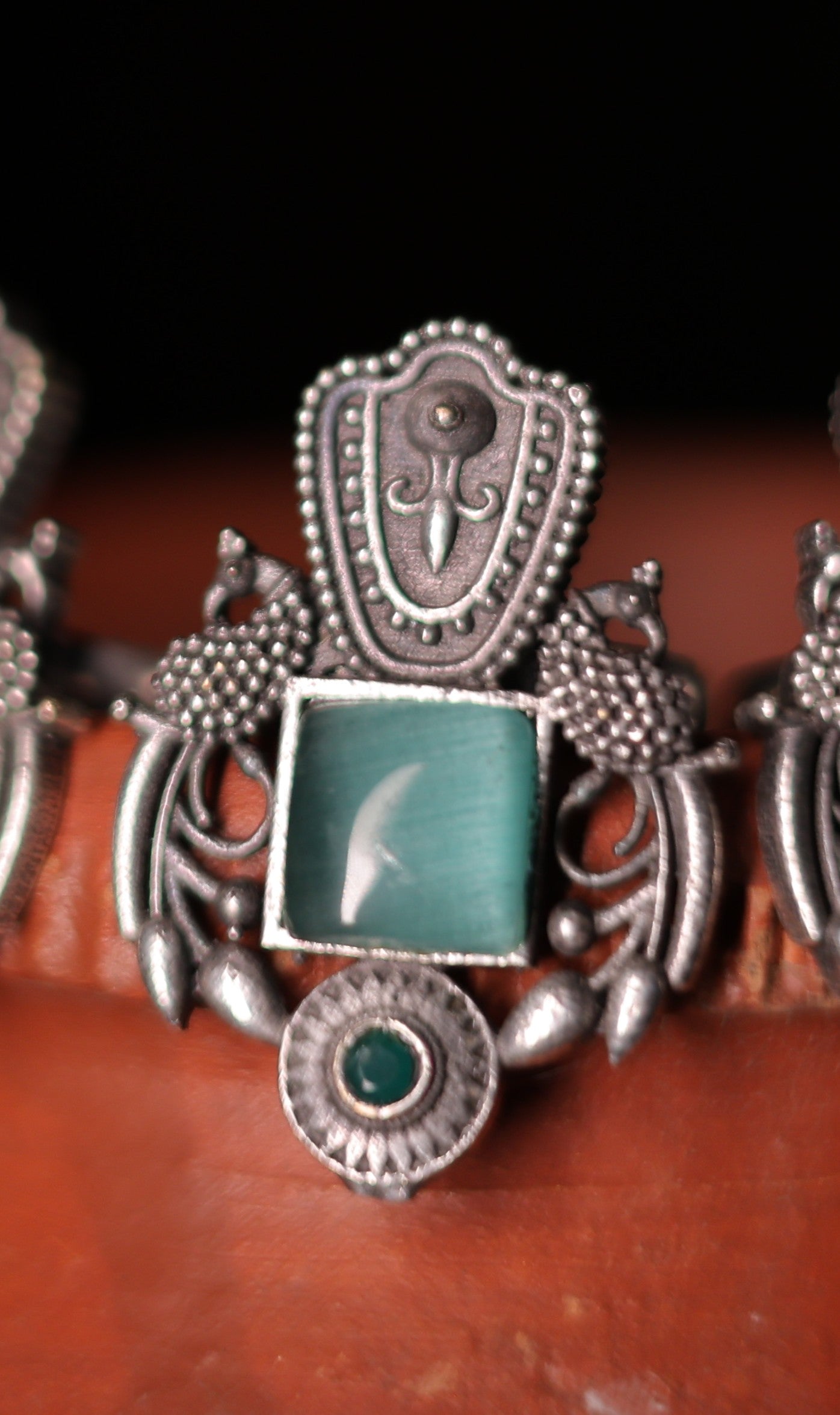 Silver replica kundan ring