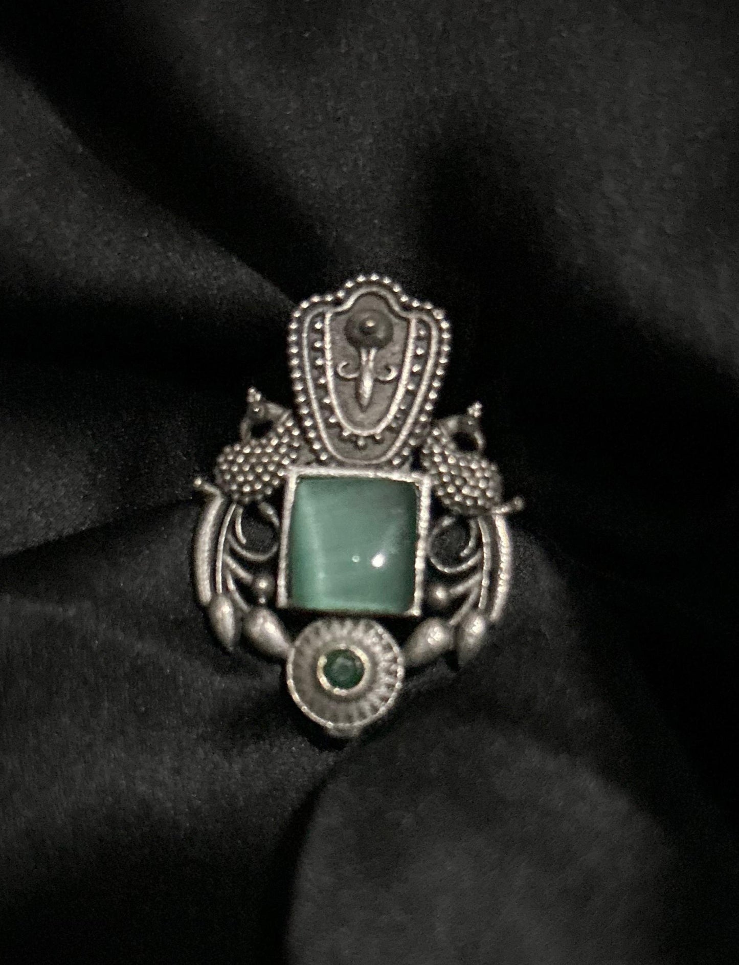 Silver replica kundan ring