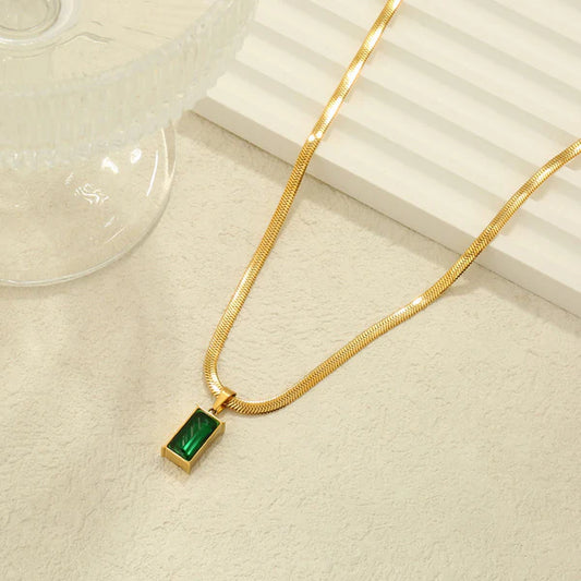 18 K Gold-Plated Anti Tarnish Green (Time Stone) Pendant