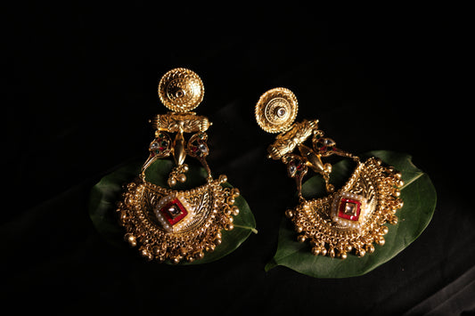 Gold plated brass earrings