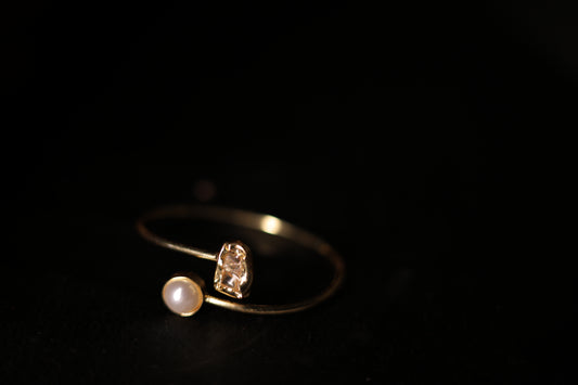 Gold plated cuff bracelet with stone